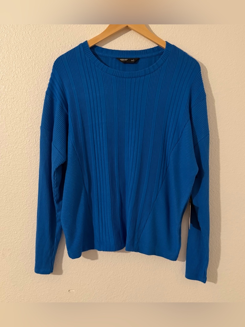 Simply Vera Womens Blue Rib Knit Sweater Top Size Large NWT